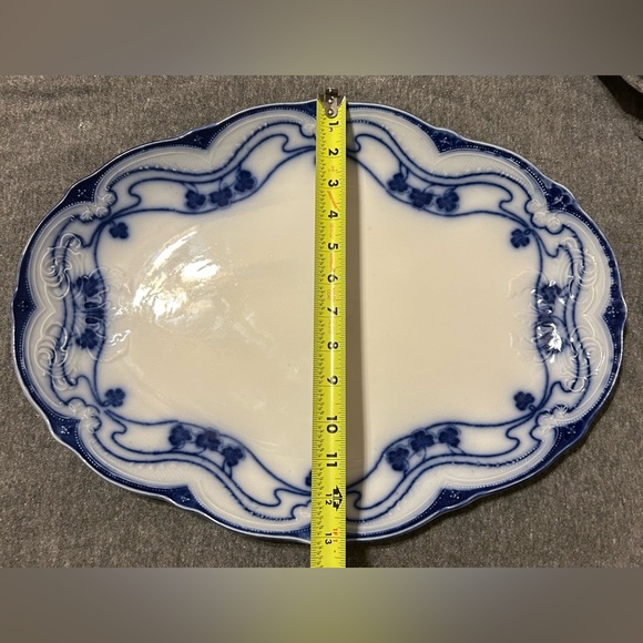 Antique New Wharf Pottery “Paris” pattern Flow Blue Large Serving Platter - Picture 3 of 11